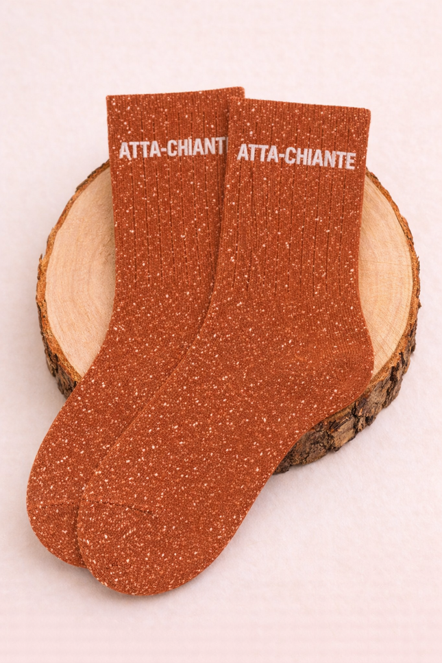 Chaussettes à paillettes - « Atta-chiante  » Terracota