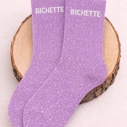 Chaussettes à paillettes - « Bichette » Purple