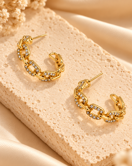 Boucles d’oreilles Strass - Dorée