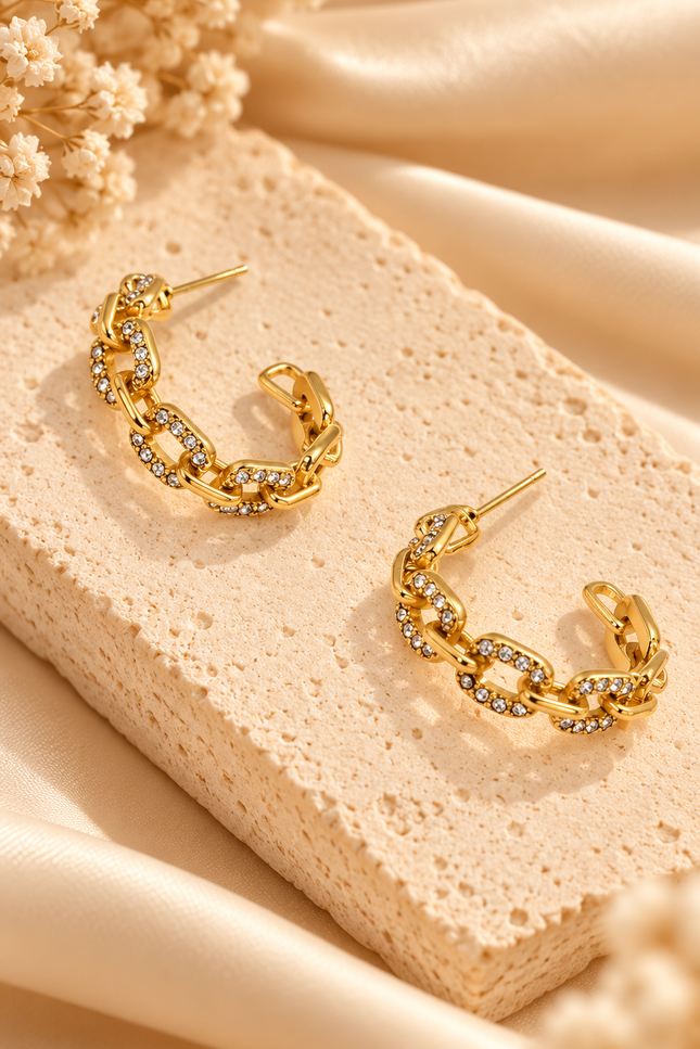 Boucles d’oreilles Strass - Dorée