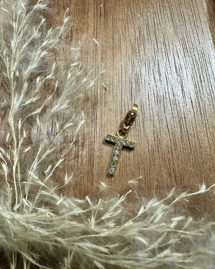 Charm Lettre Strass  - Doré 11mm