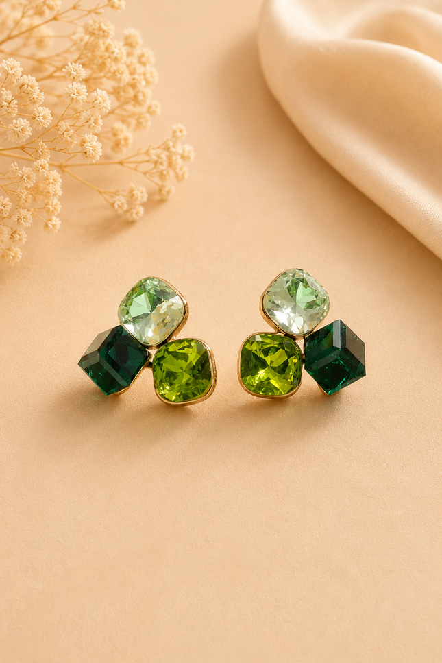 Boucles d’oreilles Trilogie  - Verte
