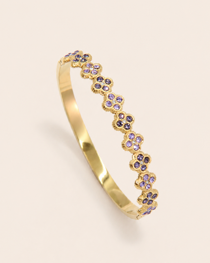 Bracelet Jonc Flower  - Doré Lilas