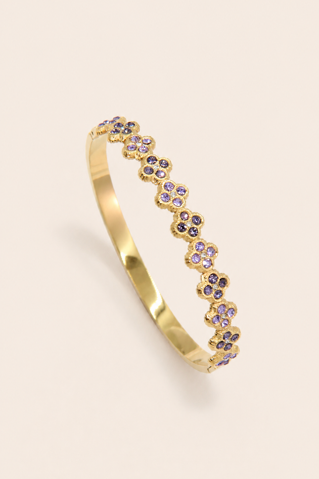 Bracelet Jonc Flower  - Doré Lilas