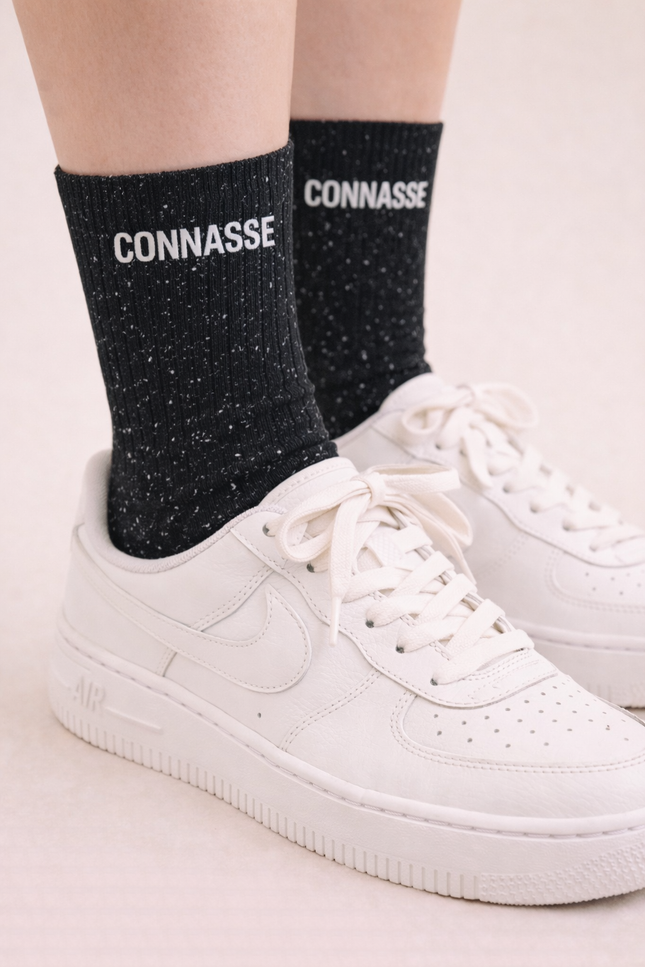 Chaussettes à paillettes - « Connasse » Noir