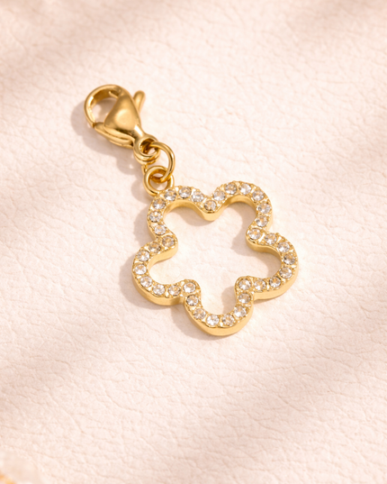 Charm Fleur Strass - Doré