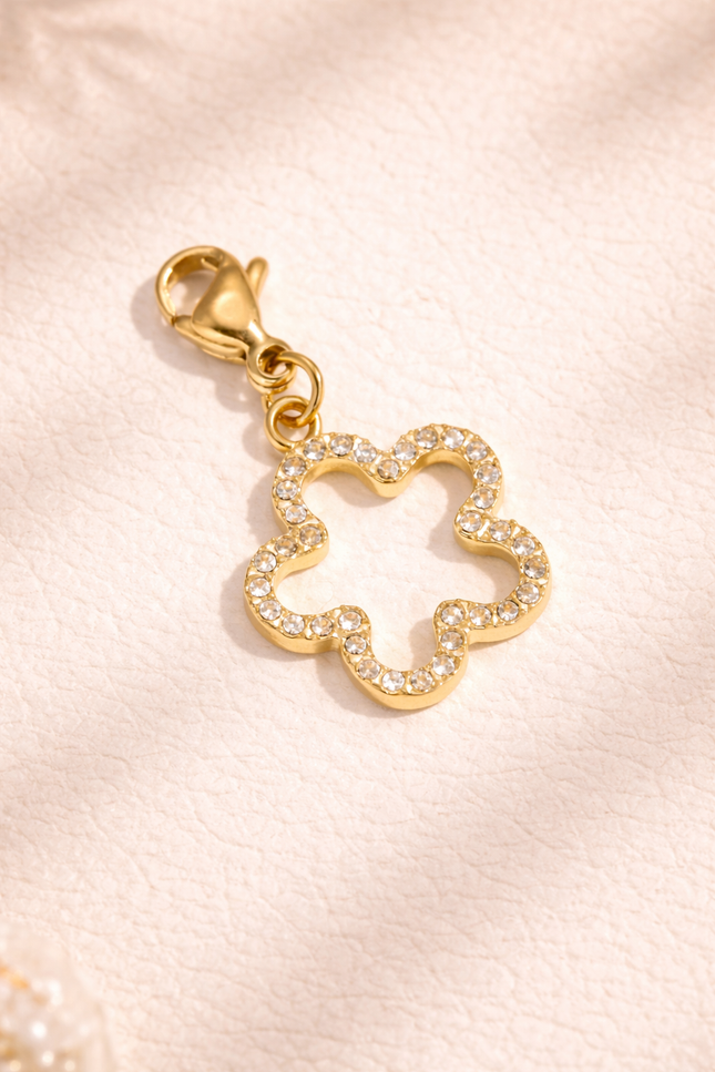 Charm Fleur Strass - Doré