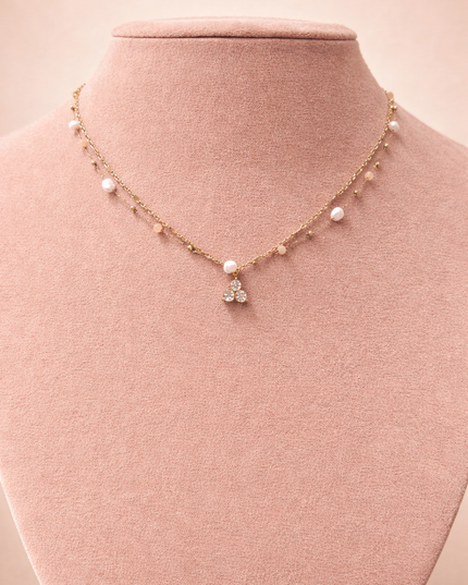 Collier Azelia  - Doré Agate Orange