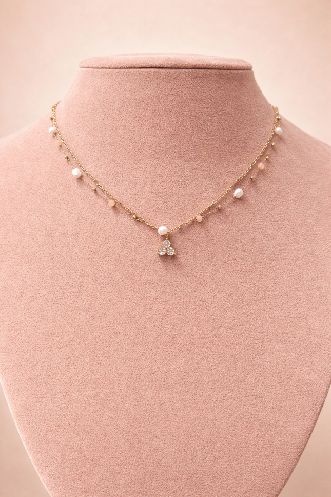 Collier Azelia  - Doré Agate Orange