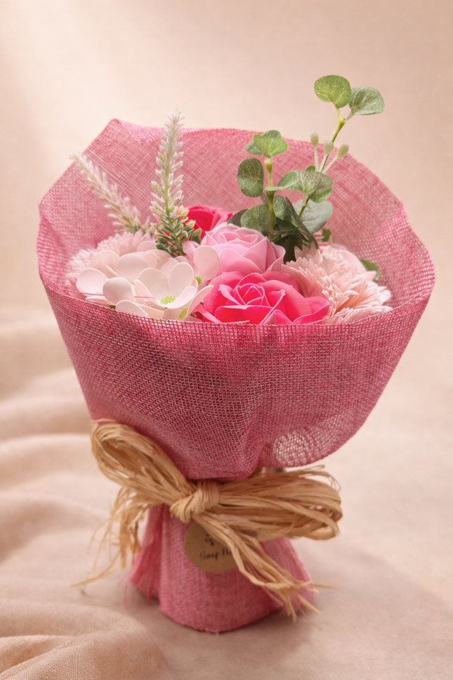 Bouquet Fleurs de Savon - Rose