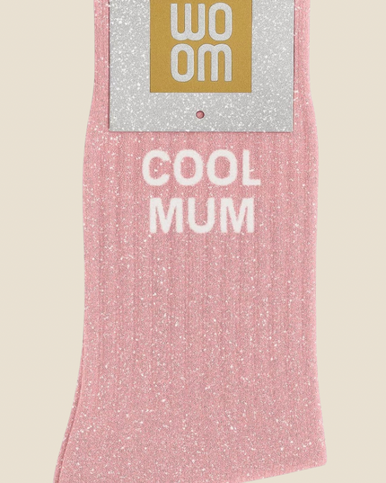 Chaussettes à paillettes - « Cool Mum » Rose