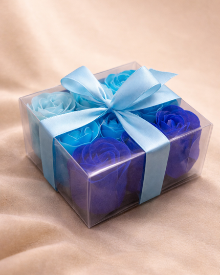 Boites 9 Fleurs de Savon - Roses Bleues