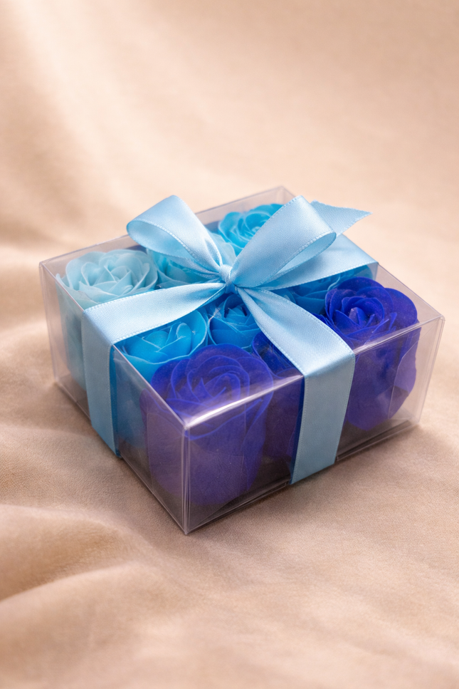 Boites 9 Fleurs de Savon - Roses Bleues