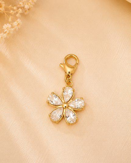 Charm Fleur Zircon - Doré