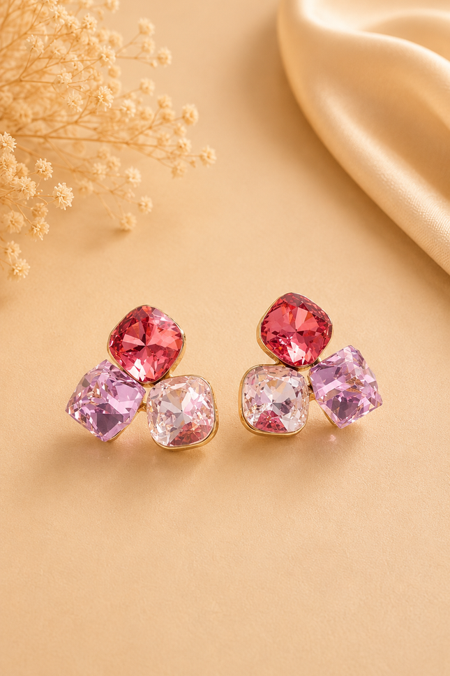 Boucles d’oreilles Trilogie  - Rose