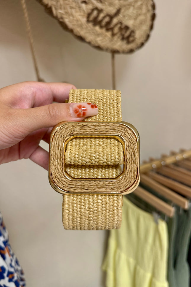 Ceinture Boucle Rectangle -Camel