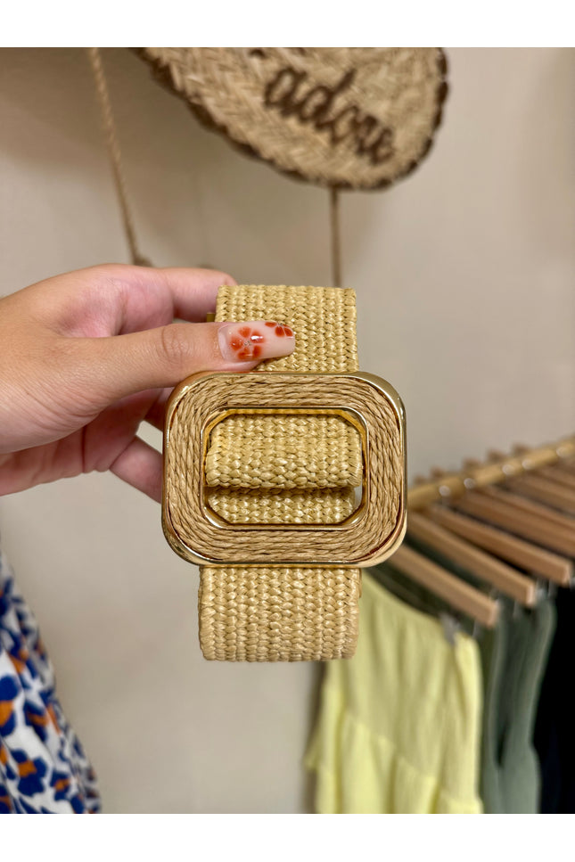 Ceinture Boucle Rectangle -Camel