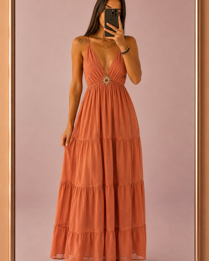Robe longue Sun - Terracotta