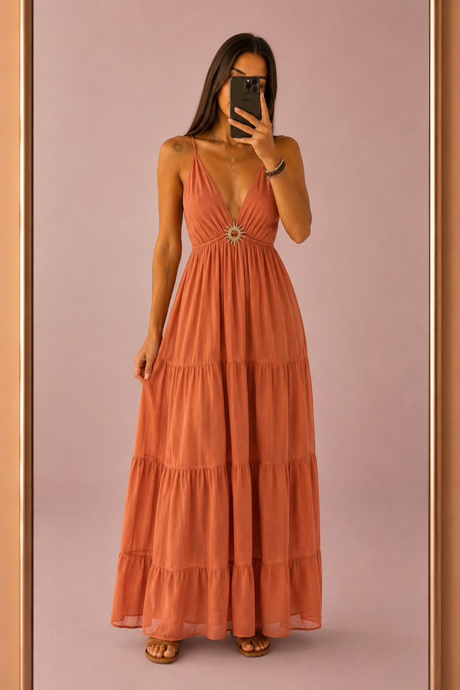 Robe longue Sun - Terracotta