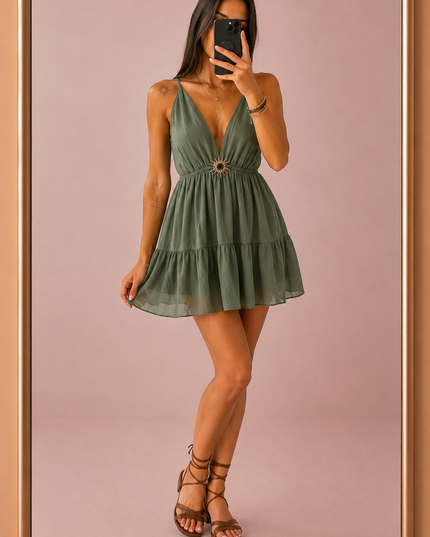 Robe courte Sun - Kaki