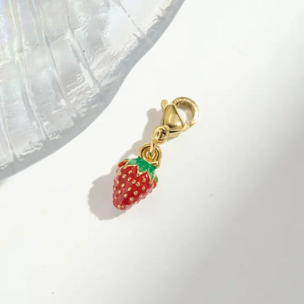 Charm Fraise rouge - Doré