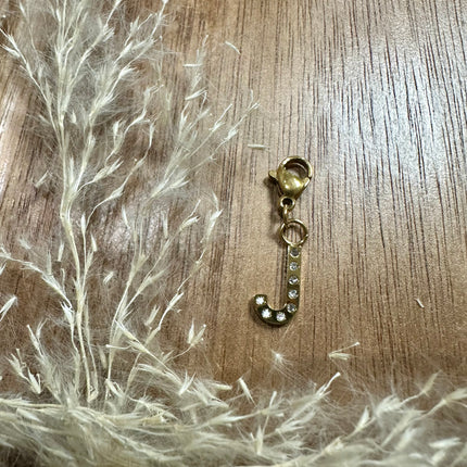 Charm Lettre Strass  - Doré 11mm