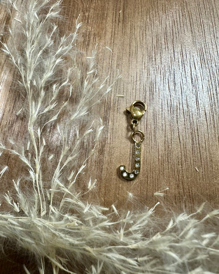 Charm Lettre Strass  - Doré 11mm