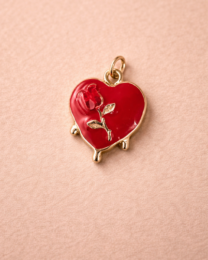 Charm Coeur Rose - Doré