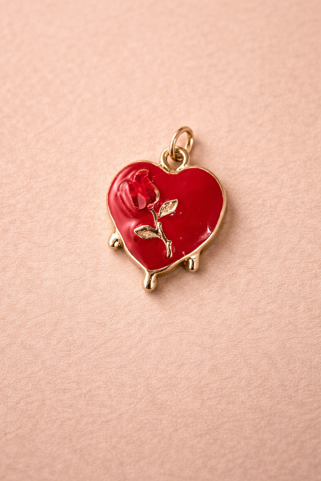 Charm Coeur Rose - Doré