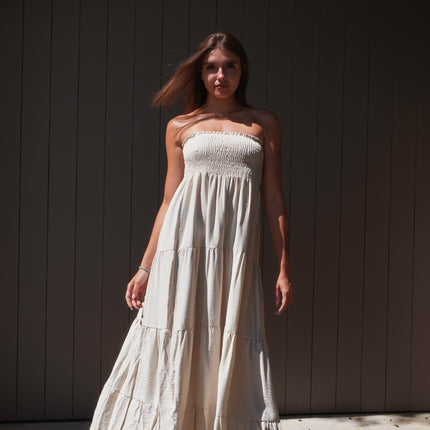 Robe Bustier à volants - Beige