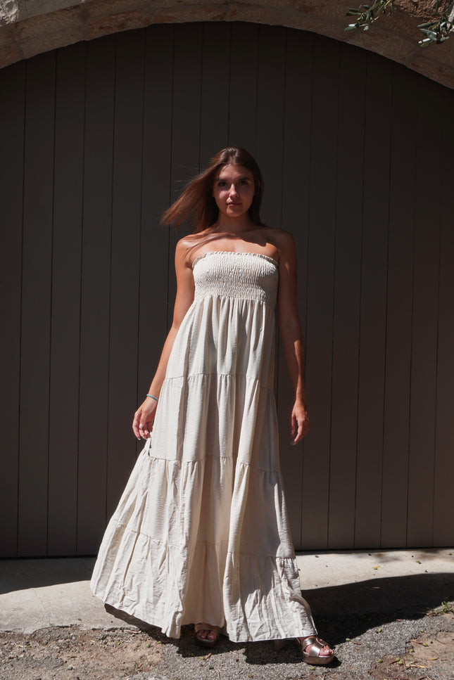Robe Bustier à volants - Beige