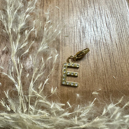 Charm Lettre Strass  - Doré 11mm
