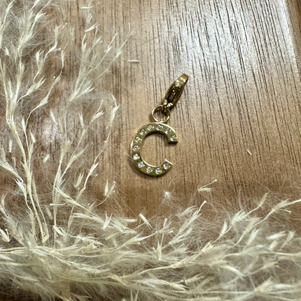 Charm Lettre Strass  - Doré 11mm
