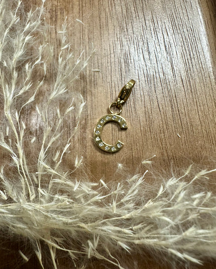 Charm Lettre Strass  - Doré 11mm