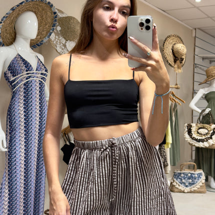 Crop Top à bretelles - Noir