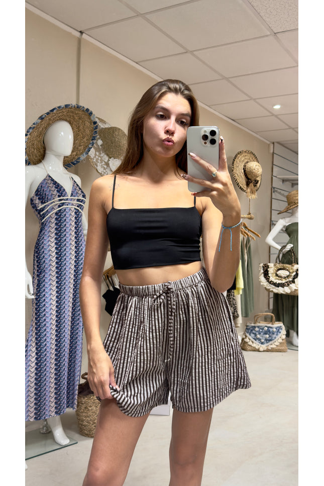 Crop Top à bretelles - Noir