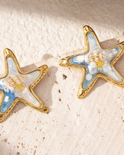 Boucles d’oreilles Coralia - Dorée Bleu