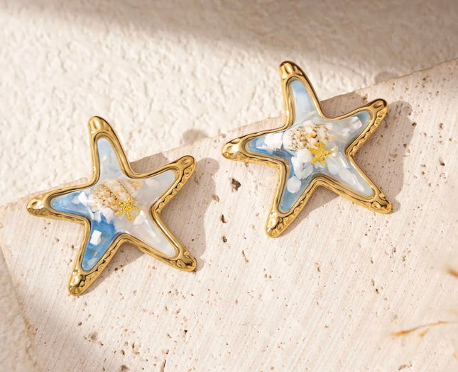 Boucles d’oreilles Coralia - Dorée Bleu