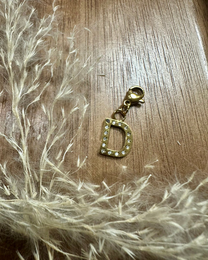 Charm Lettre Strass  - Doré 11mm