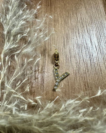 Charm Lettre Strass  - Doré 11mm