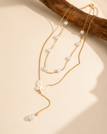 Collier Papillon nacré  - doré
