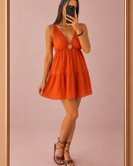 Robe courte Sun - Terracotta