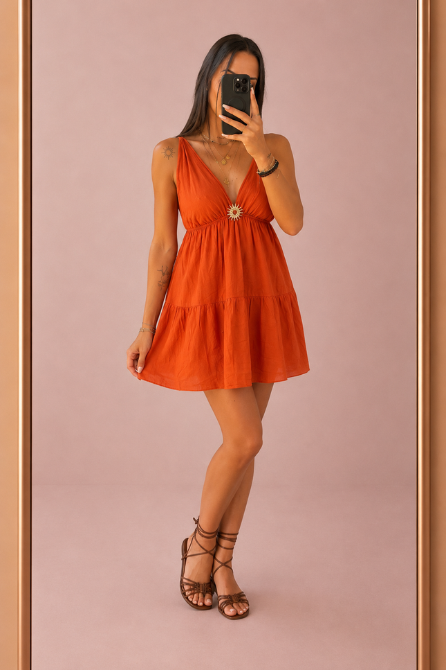 Robe courte Sun - Terracotta