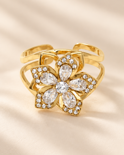Bague Anti Stress Salma - Doré blanc