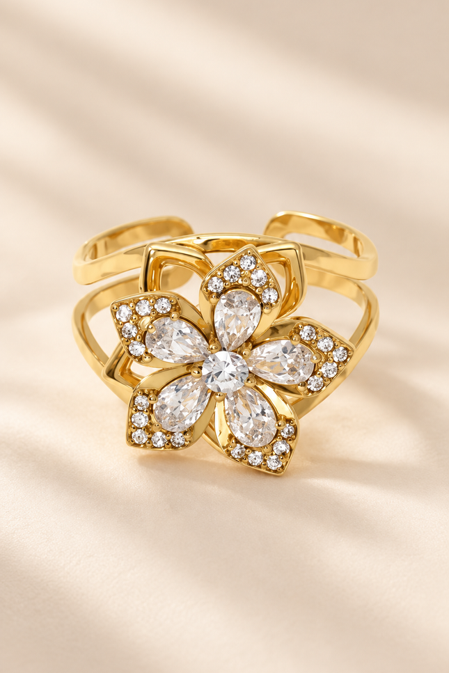 Bague Anti Stress Salma - Doré blanc