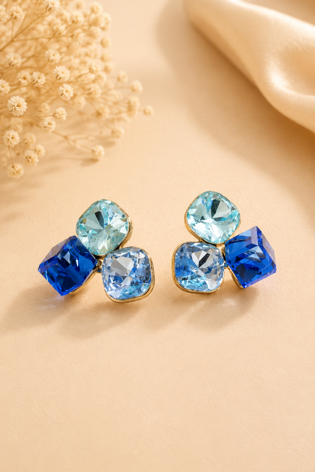 Boucles d’oreilles Trilogie  - Bleue