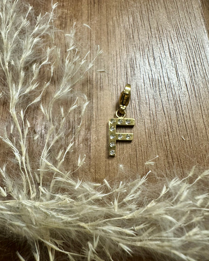 Charm Lettre Strass  - Doré 11mm