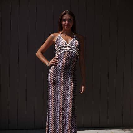 Robe imprimée dos nu - Noire