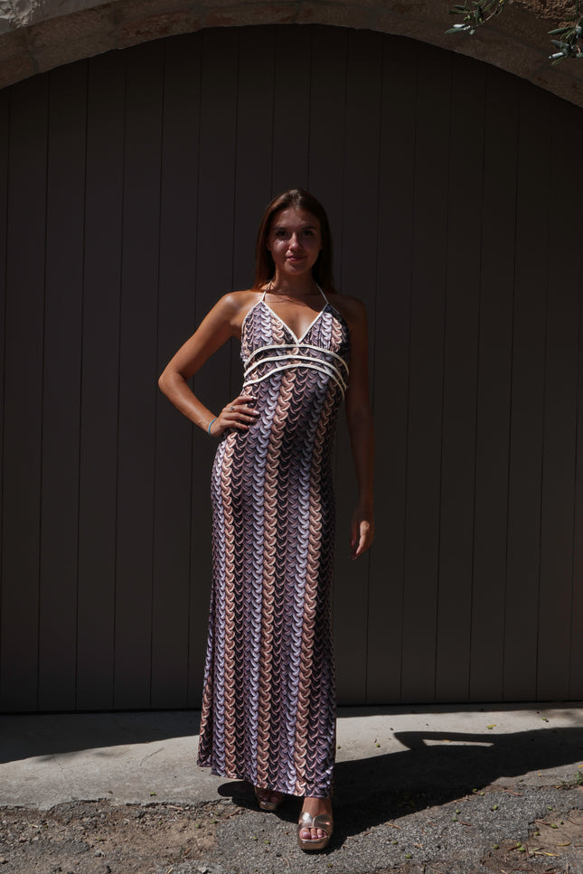 Robe imprimée dos nu - Noire