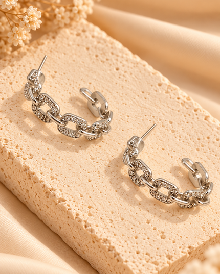 Boucles d’oreilles Strass - argentée